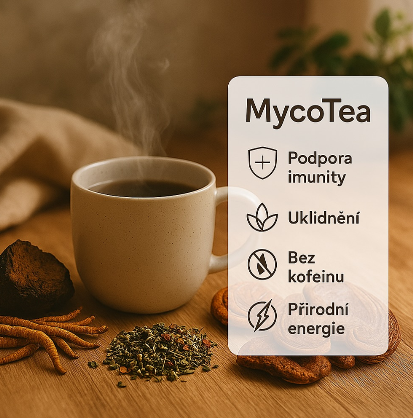 MycoTea: Čaj s houbami, který tě pohladí i nakopne