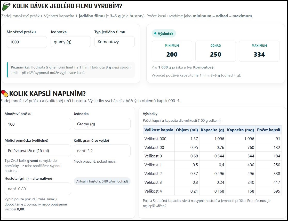 Praktická kalkulačka pro dávkování - ZDARMA