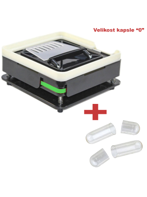 Ruční plnička kapslí "0" pro 100 ks kapslí + 100 ks želatinových kapslí - velikost "0" (rozdělené)