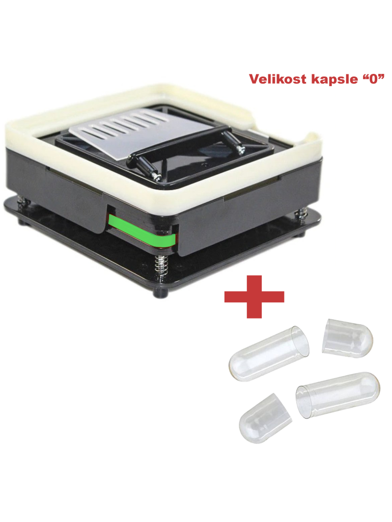 Ruční plnička kapslí "0" pro 100 ks kapslí + 100 ks želatinových kapslí - velikost "0" (rozdělené)