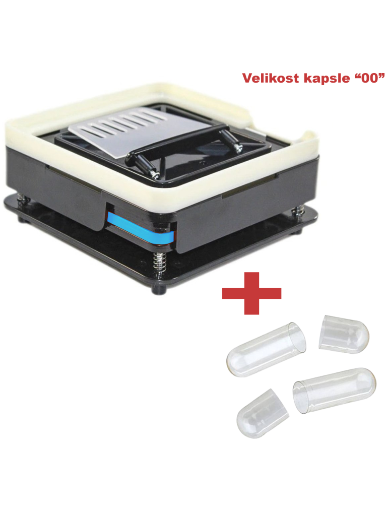 Ruční plnička kapslí "00" pro 100 ks kapslí + 100 ks želatinových kapslí - velikost "00" (rozdělené)