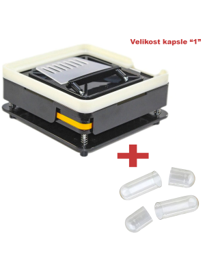 Ruční plnička kapslí "1" pro 100 ks kapslí + 100 ks želatinových kapslí - velikost "1" (rozdělené)