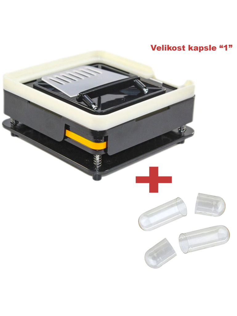 Ruční plnička kapslí "1" pro 100 ks kapslí + 100 ks želatinových kapslí - velikost "1" (rozdělené)